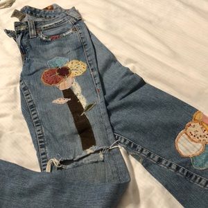 True Religion flare Ashbury Jeans patchwork hippie
